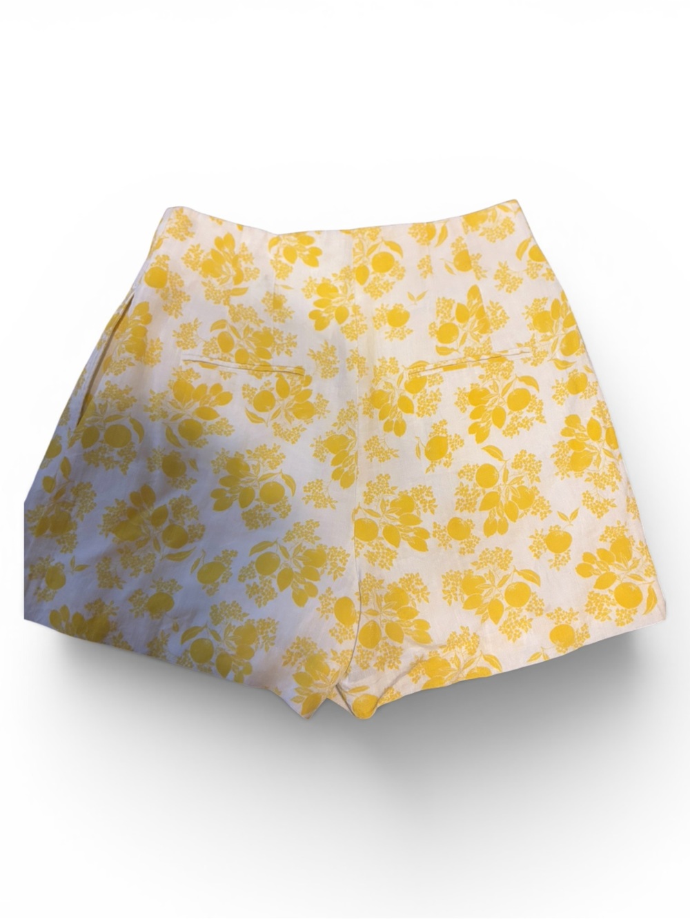 Ann Taylor White and Yellow High-Waist Floral Shorts